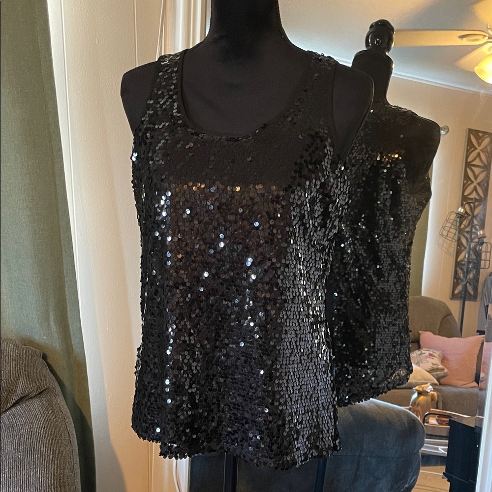 Express Black Sequin Tank Top